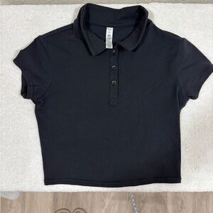 ALO Yoga Polo with the Black Button-Up Crop Top Size S